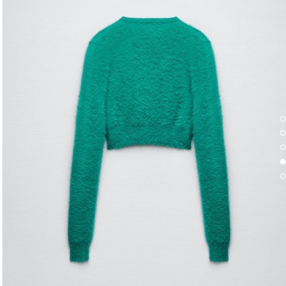 ZARA FAUX FUR KNIT JACKET GREEN / BLUE SIZE L - Picture 2 of 5